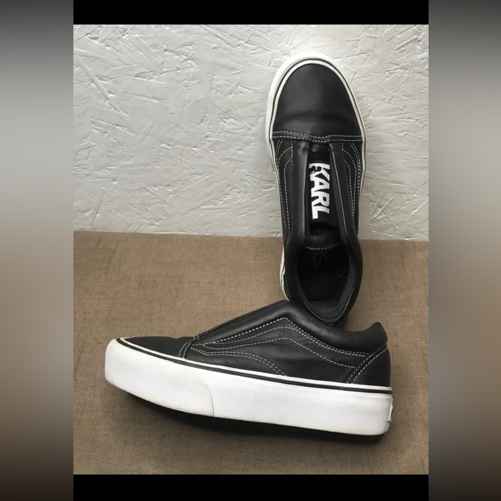 Vans Old Skool Laceless Karl Lagerfeld Women's 6.5 Sneakers Black White Men's 5